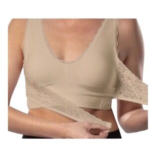 Cara Mia Wireless Padded Lace Bralette Bra Nude 3X Stretch Comfort Lift Support